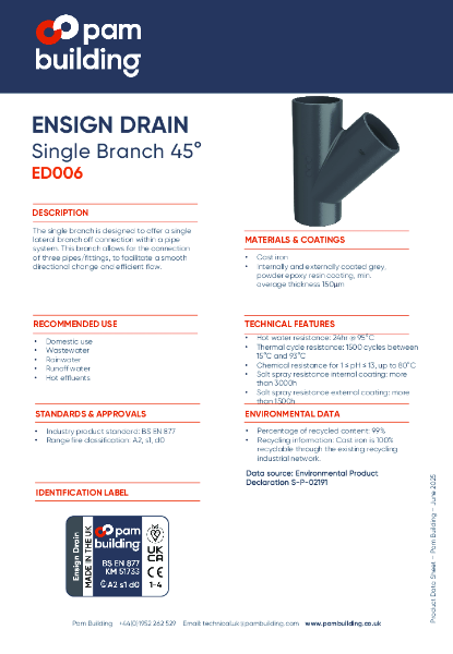 ED006 - 45° Single Branch