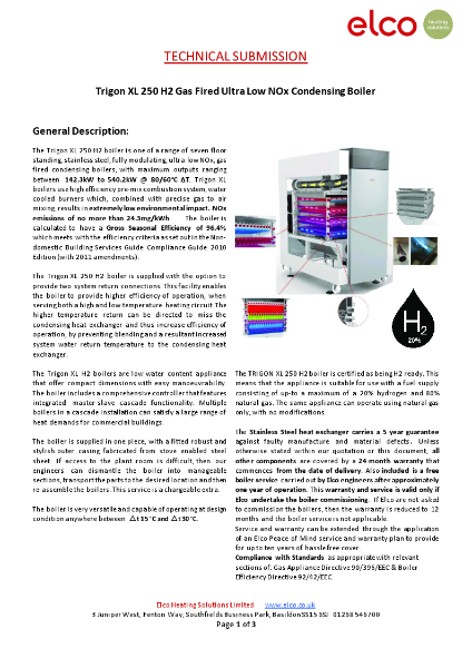 Technical Submission - Trigon XL 250 H2 - Datasheet
