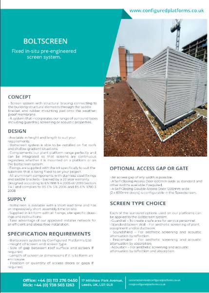 Boltscreen Data Sheet