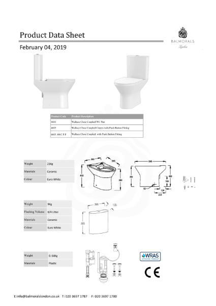 Wallace Close Coupled WC Pan and cistern