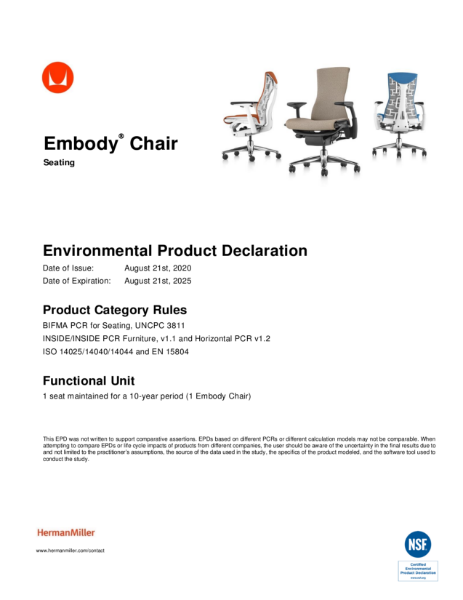 Embody Chair - Environmental Product Declaration