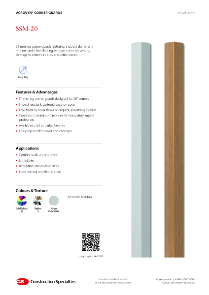 CS Acrovyn SSM-20 Corner Guard_Product Sheet (09.23)