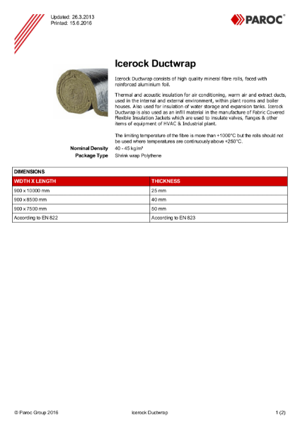 Icerock Ductwrap - datasheet