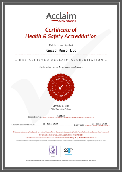 Certificate of Health & Safety Accreditation 2023