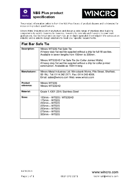 WTS3S-Flat-Bar-Safe-Tie-NBS-Datasheet-(EX-65-0)