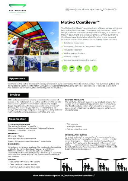 Motiva Cantilever™ - Product Data Sheet
