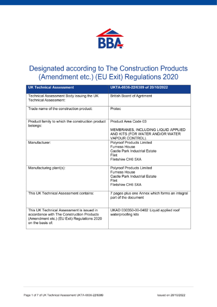 UK Technical Assessment Protec (UKTA-0836-22/6398)