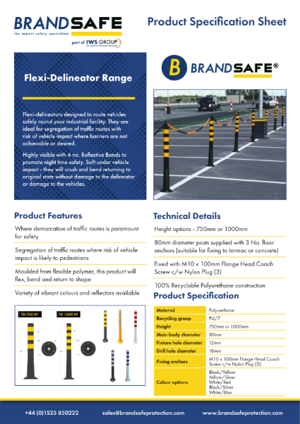 Flexi Delineator Range - Brandsafe Spec Sheet