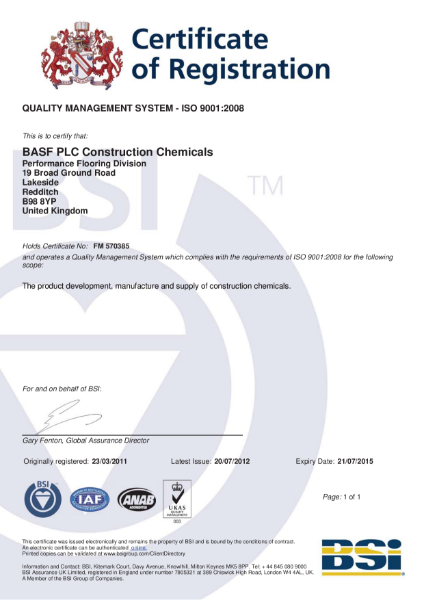 ISO 9001:2008 Certificate (Redditch)