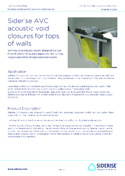 Siderise AVC Acoustic Void Closures Technical Datasheet v5.02