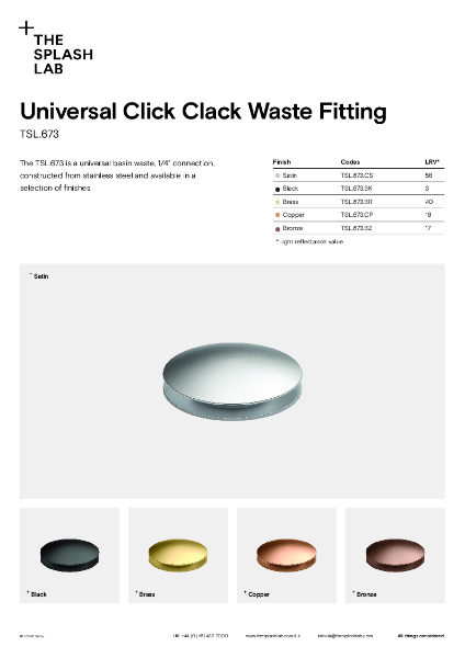 Universal Click Clack Waste Fitting