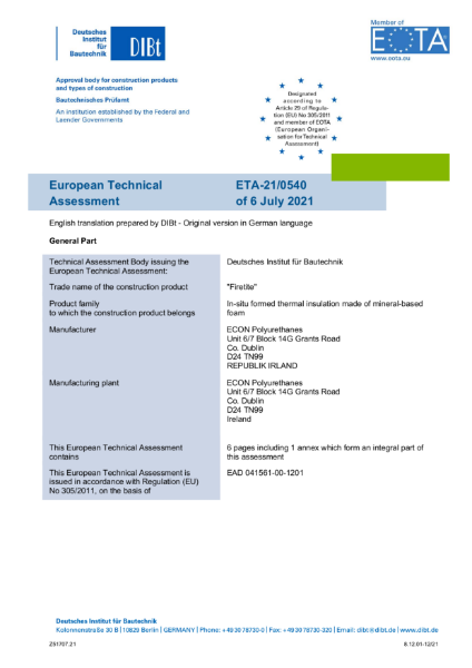 Firetite - European Technical Assessment 