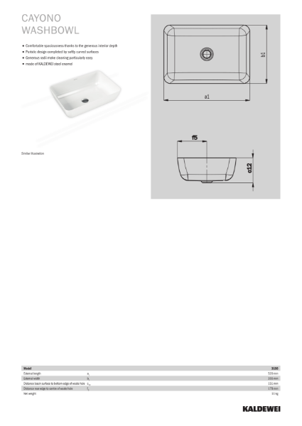 CAYONO Wash Bowl Datasheet