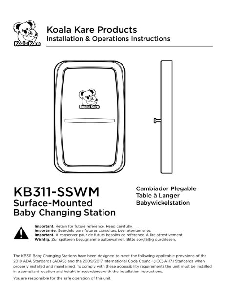 KB311-SSWM Installation Instructions