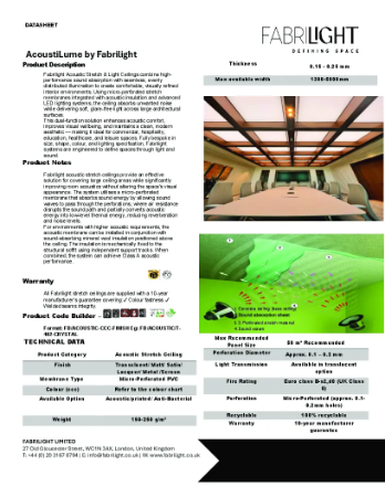 AcoustiLume Fabrilight  datasheet 3