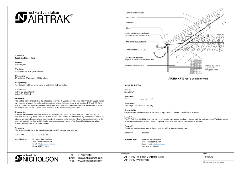 AIRTRAK F10 Technical Data Sheet