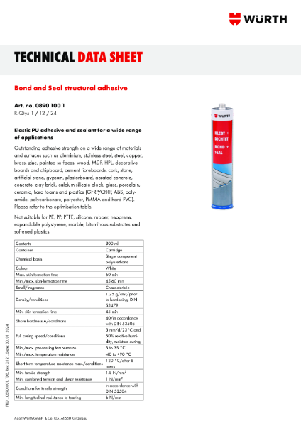 Technical Data Sheet (TDS) - Bond & Seal Mastic