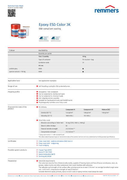 Technical Data Sheet - Epoxy ESD Color 3K