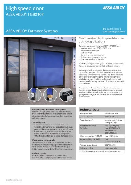 High Speed External Building Door