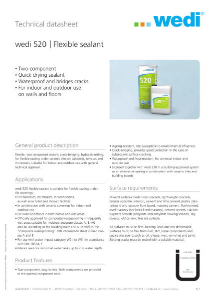 wedi 520 Flexible Sealant TDS