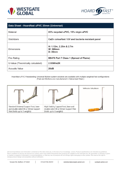 Hoardfast-uPVC Universal 35mm - Data Sheet