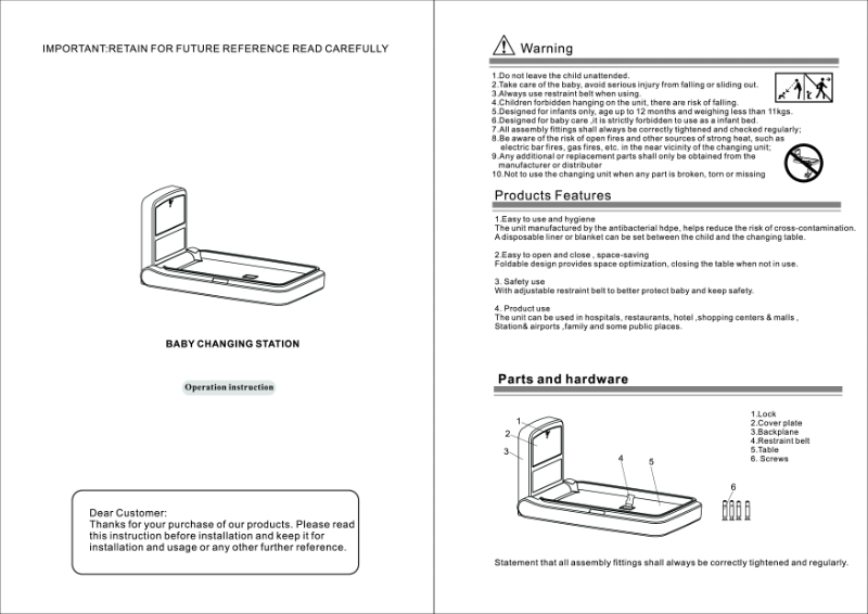 Vertical Baby Changing Table User Manual