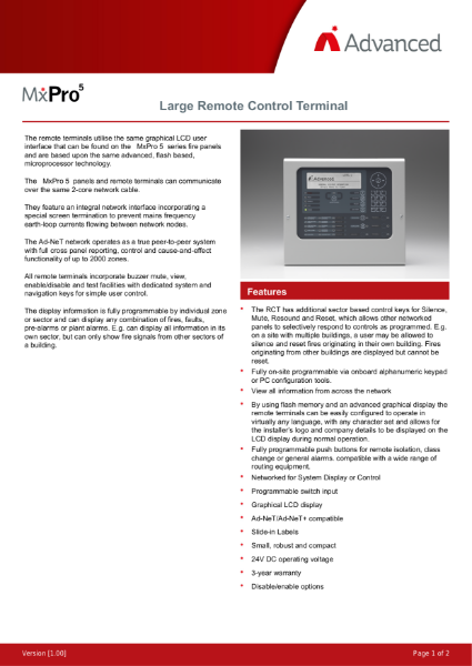 Datasheet - MxPro 5 Remote Control Terminal - Large