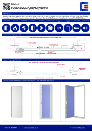 Datasheet - Riser Door (Range 57) - Beaded Frame - 90 Minutes Fire Rated - Smoke Tested - 33dB Acoustic - High Security