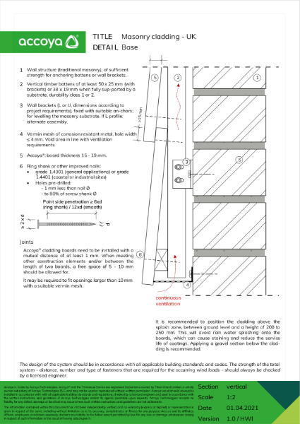 Accoya Cladding on Brick Drawings