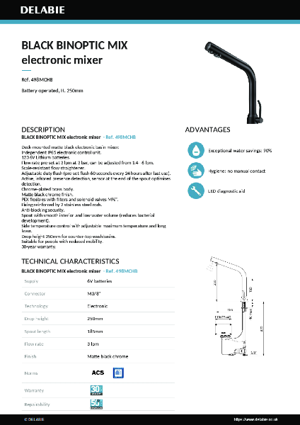 498MCHB BINOPTIC Deck-Mounted Mixer Tap