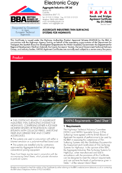 Thin surfacing systems for highways