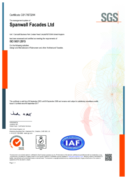 ISO 9001 Quality Management | Spanwall Facades | NBS Source