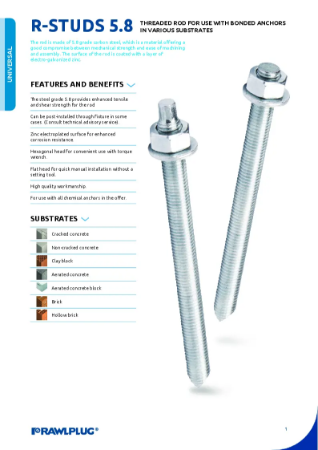 R Studs 5.8, Zinc Plated - Data Sheet