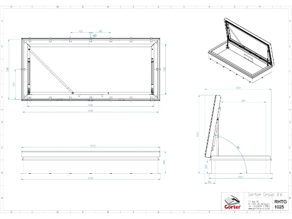 Gorter RHTG1025 Glazed Roof Hatch – Technical 2D Drawing