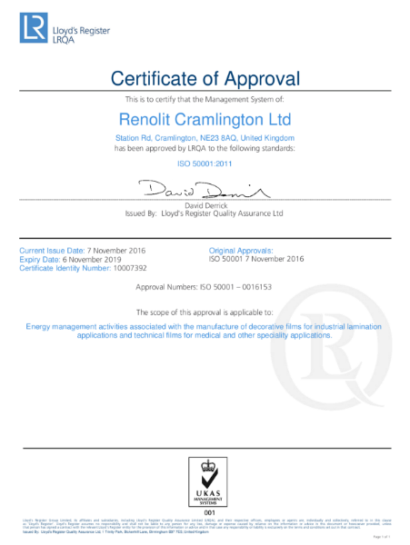 ISO 50001:2011 Certificate