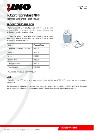 Technical Data Sheet (TDS) - IKOpro Sprayfast MPP