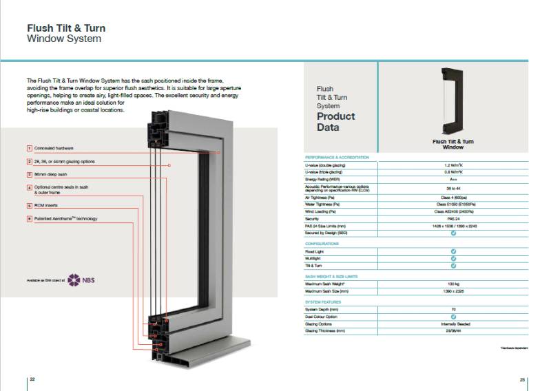PVC-U Flush Tilt and Turn Window System Data Sheet