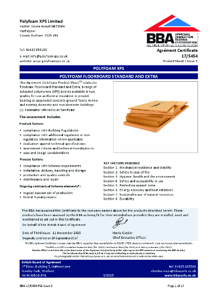 BBA Agrément Certificate 17/5454 Product Sheet 1 - Floorboard Standard & Extra