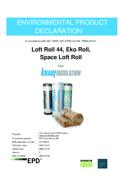Knauf Insulation Loft Roll 44, Eko Roll, Space Loft Roll EPD - EN - UK&I