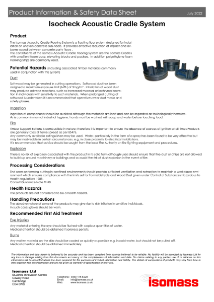 Isocheck Acoustic Cradle - Safety Data Sheet