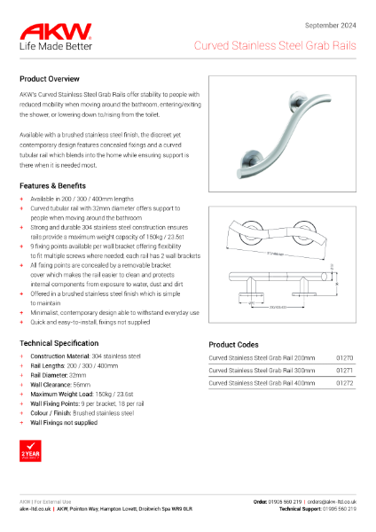 Curved Stainless Steel Grab Rails