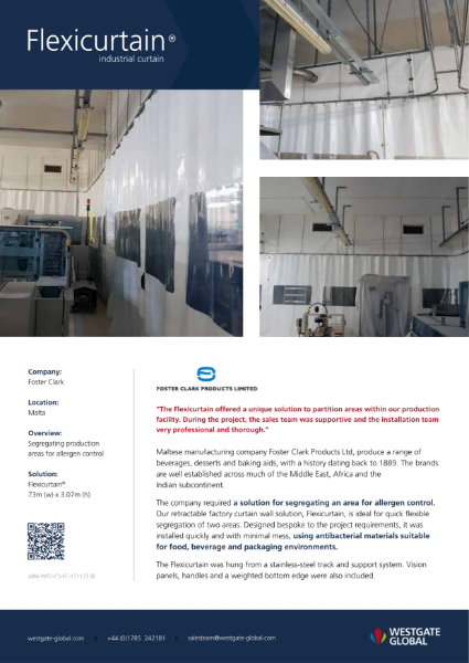 Flexicurtain Case Study - Foster Clark (F&B Factory)