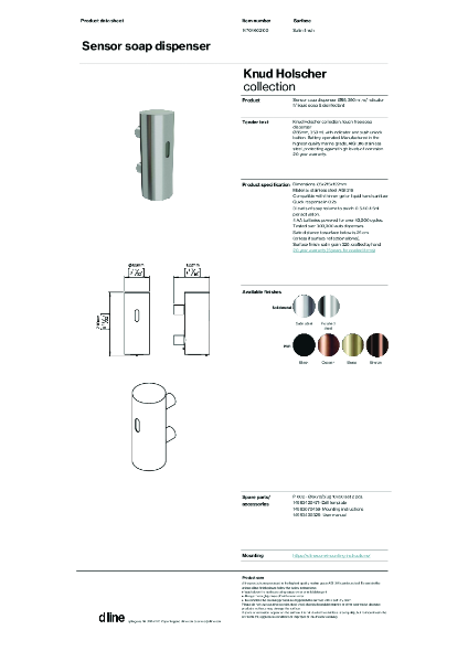 Sensor soap dispenser (data sheet)
