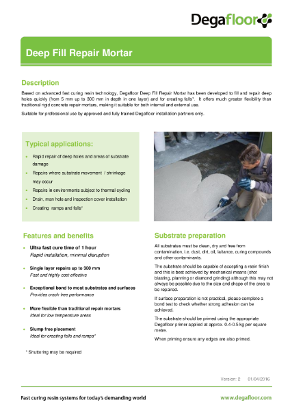 Degafloor Deep Fill Repair Mortar