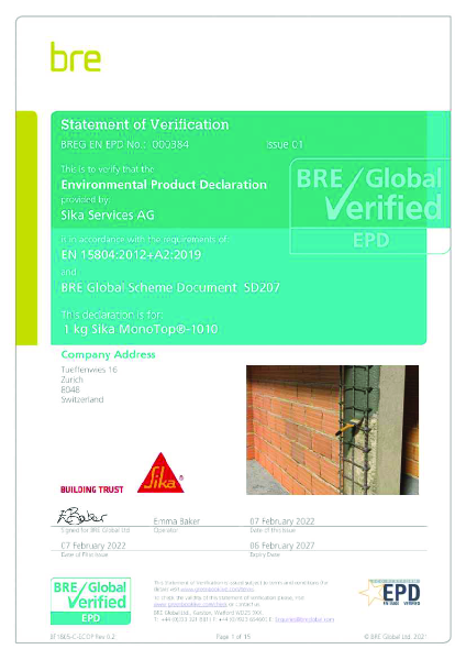 EPD - Sika MonoTop®-1010