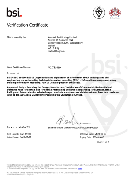 BS EN ISO 19650 Certificate