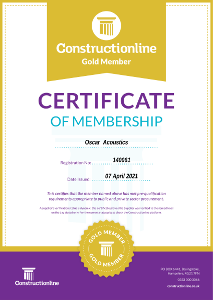Constructionline Gold Member certificate