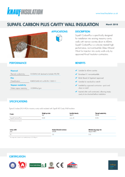 Knauf Insulation Supafil® CarbonPlus Data Sheet