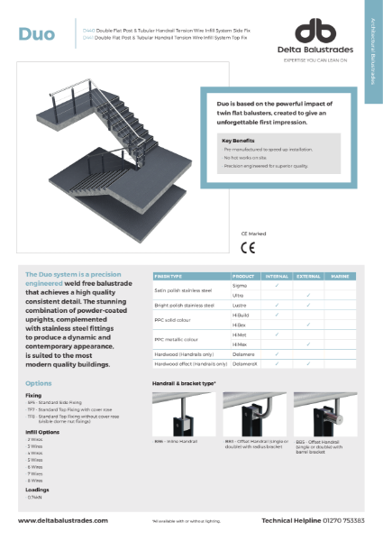 Duo D440/D441 Balustrade System with Tension Wire Infill Data Sheet