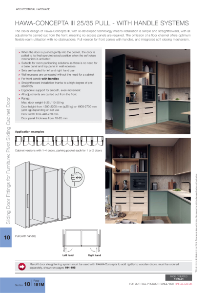 Hawa Concepta III 25 35 Pull Technical Data Sheet Hafele UK Ltd 